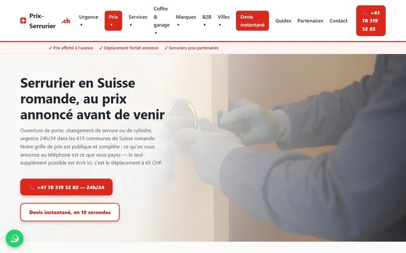 Aperçu du site Prix Serrurier